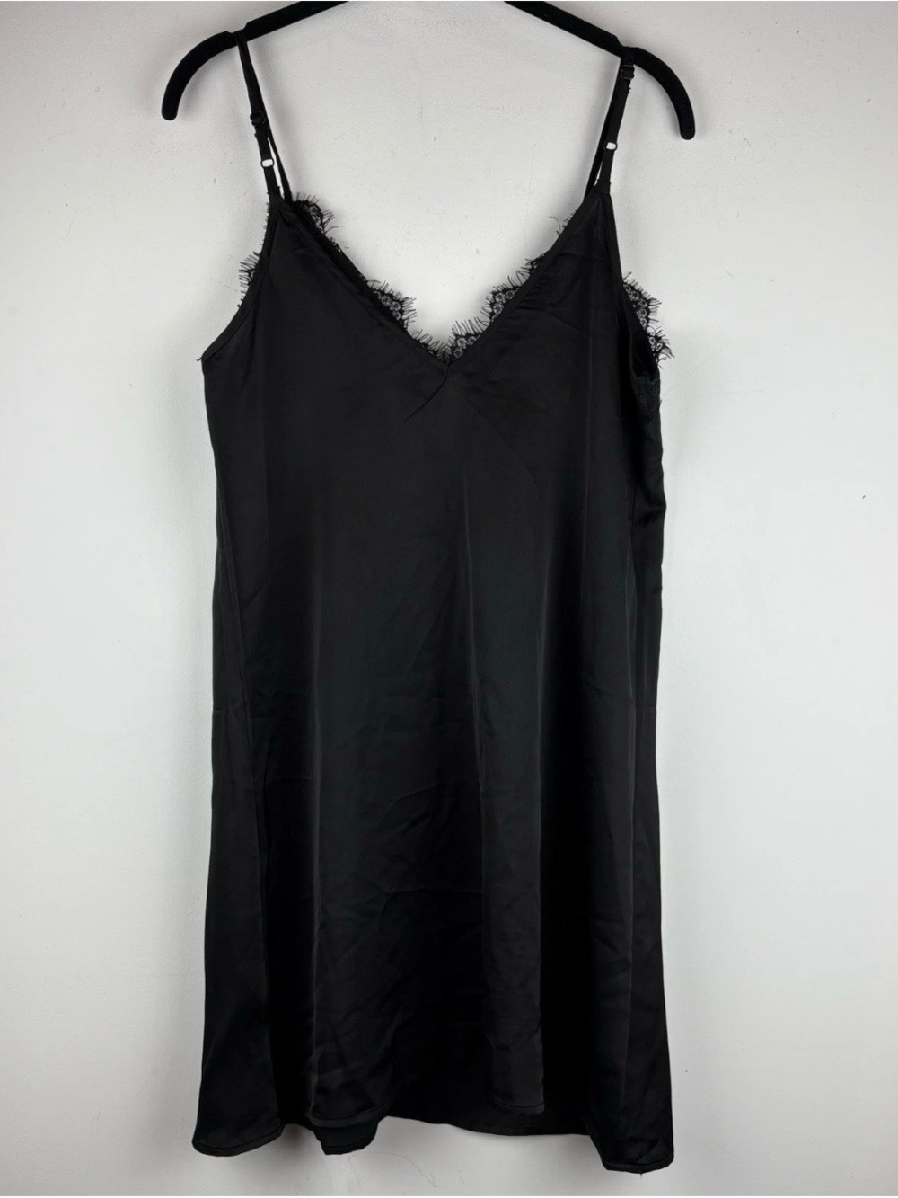 Women’s Black Satin Lace Slip Dress XS Gothic Grunge Fairy Whimsigoth Y2K Chic - Picture 2 of 8